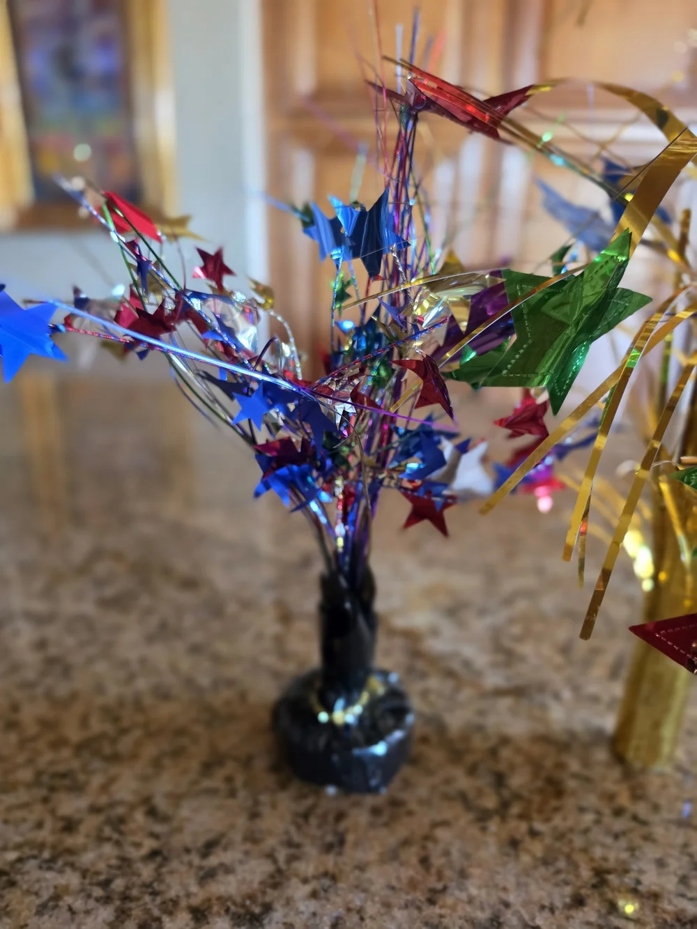 Party Pack Festive Multicolor Star Foil Table Decorations Gold Weights Bases EUC